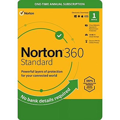 Norton 360 Standard 1-Device + 10 GB Cloudstorage 1 year OEM (Subscription)
