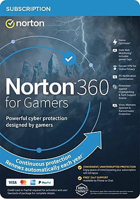 Norton 360 for Gamers 3-Devices + 50 GB Cloudstorage 1 jaar